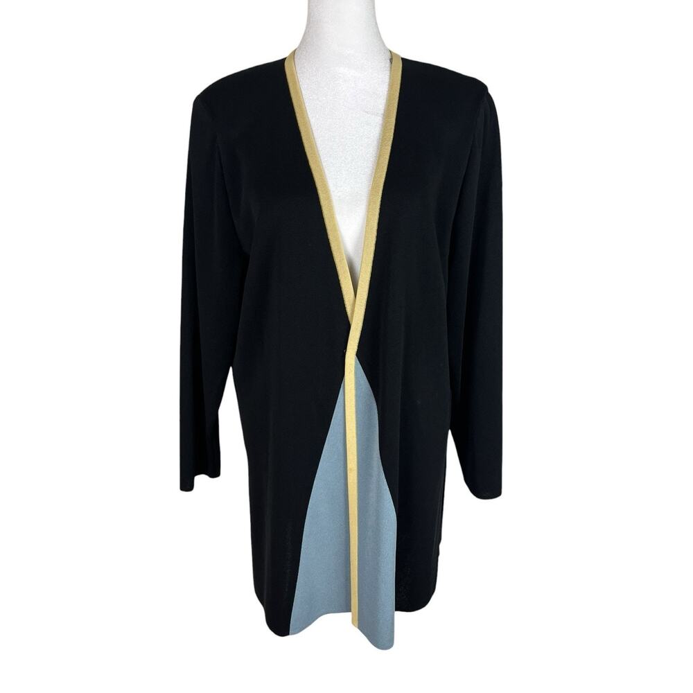 Exclusively Misook Open Front Black Cardigan Minimalist Timeless Plus Size 1X